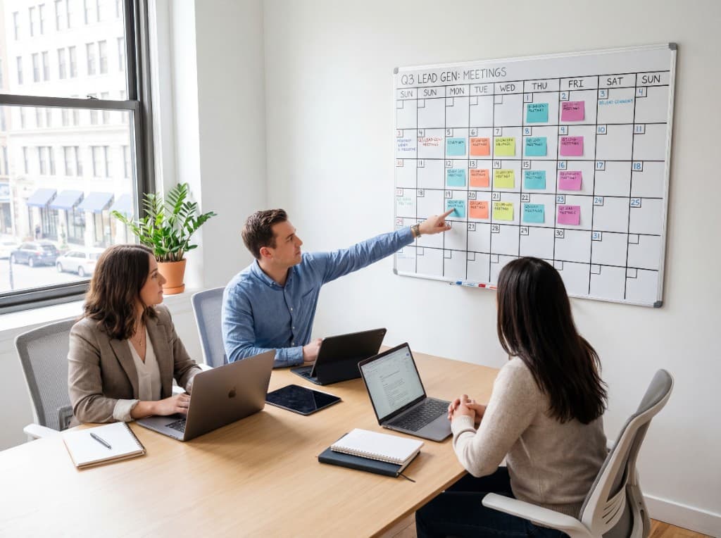 Alejandro Vela and his team at Conectandot planning their lead generation strategy.